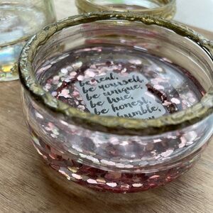 ♻️”Be” Rose Gold Glitter Jewelry Dish♻️